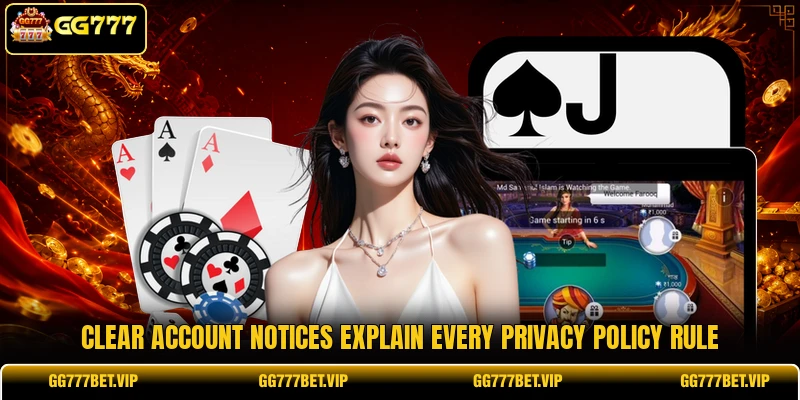 Clear account notices explain every privacy policy rule