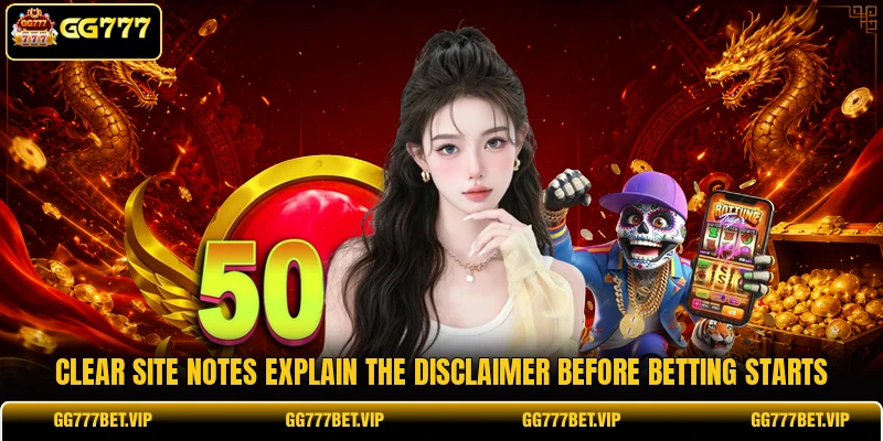 Clear site notes explain the disclaimer before betting starts