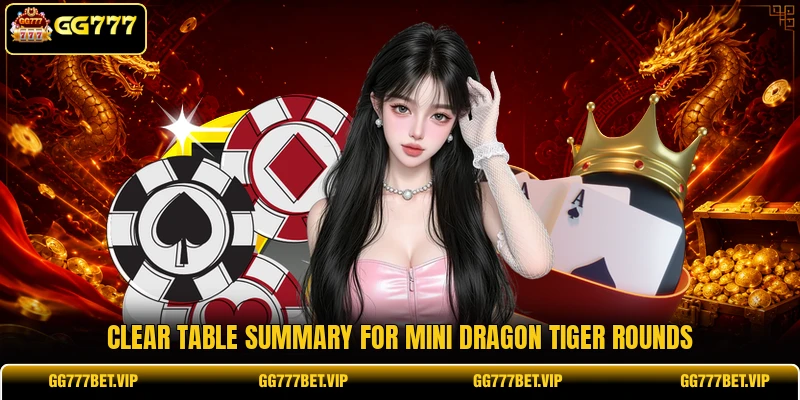 Clear table summary for Mini Dragon Tiger rounds Clear table summary for Mini Dragon Tiger rounds