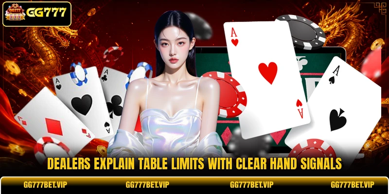 Dealers explain table limits with clear hand signals Dealers explain table limits with clear hand signals