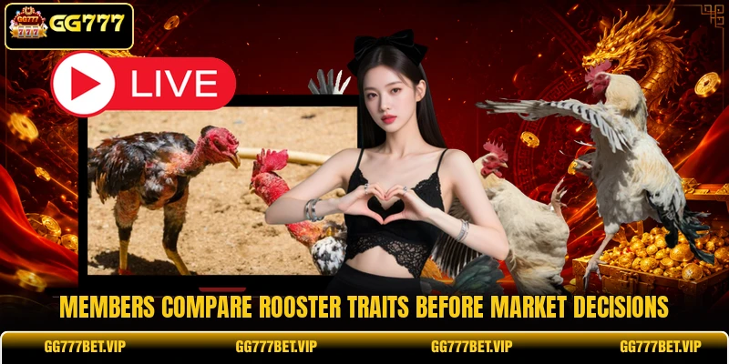Members compare rooster traits before market decisions Members compare rooster traits before market decisions