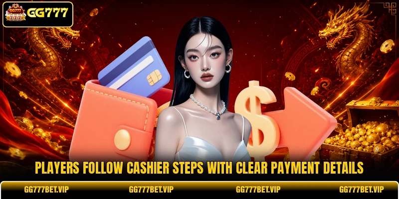 Players follow cashier steps with clear payment details