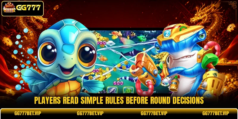 Players read simple rules before round decisions Players read simple rules before round decisions
